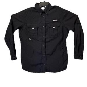 Columbia Womens PFG Bahama II Button-Down Shirt Black UPF 50